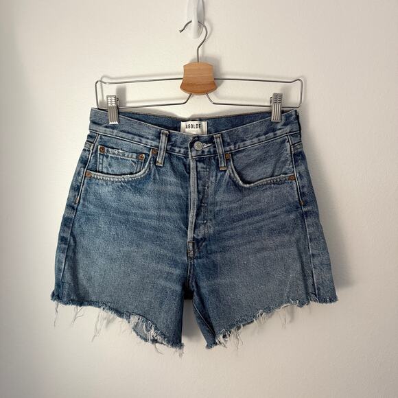 Agolde Parker Long Denim Shorts 25 - Picture 1 of 5